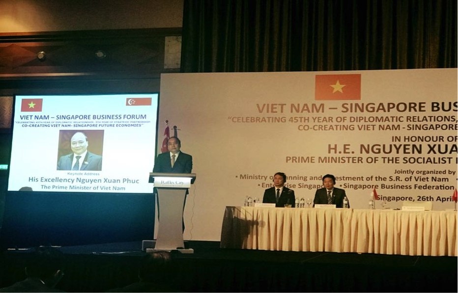 hành lập công ty có vốn đầu tư nước ngoài tại Việt Nam. Thủ tướng Nguyễn Xuân Phúc kêu gọi đầu tư vào Việt Nam tại Singapore