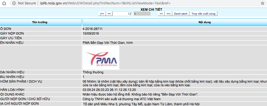 Nhãn hiệu PMA đã được cấp cho ATC Việt Nam