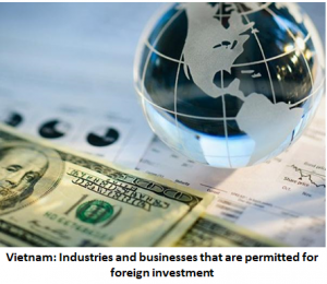 Industries and businesses that are permitted for foreign investment in Vietnam, Industries permitted for foreign investment, businesses permitted for foreign investment, investment in Vietnam, foreign investors in Vietnam