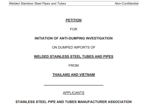 India initiated an anti-dumping investigation of stainless steel welded pipes from Thailand, India initiated an anti-dumping investigation of stainless steel welded pipes from Vietnam, anti-dumping investigation of stainless steel welded pipes from Thailand and Vietnam, India initiated an anti-dumping investigation of stainless steel welded pipes ,