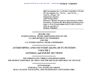 warning on the risk of USA anti-dumping and countervailing duty investigations on polypropylene plastic containers from China and Vietnam, USA anti-dumping and countervailing duty investigations on polypropylene plastic containers, risk of USA trade investigations on polypropylene plastic containers from China and Vietnam, USA examines anti-dumping and countervailing duties on polypropylene plastic containers, potential USA tariffs on polypropylene plastic containers from China and Vietnam,