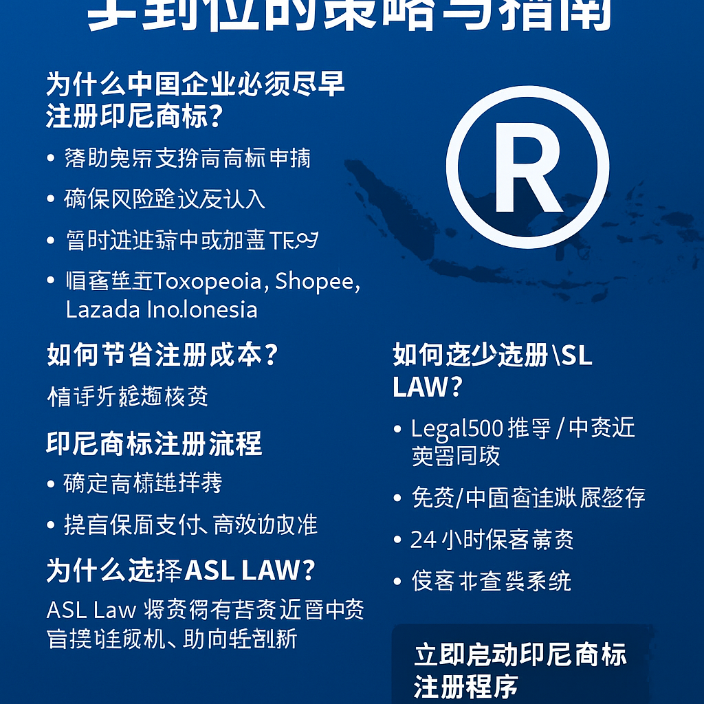 印尼商标注册| 中国企业高效注册印尼商标指南| ASL LAW