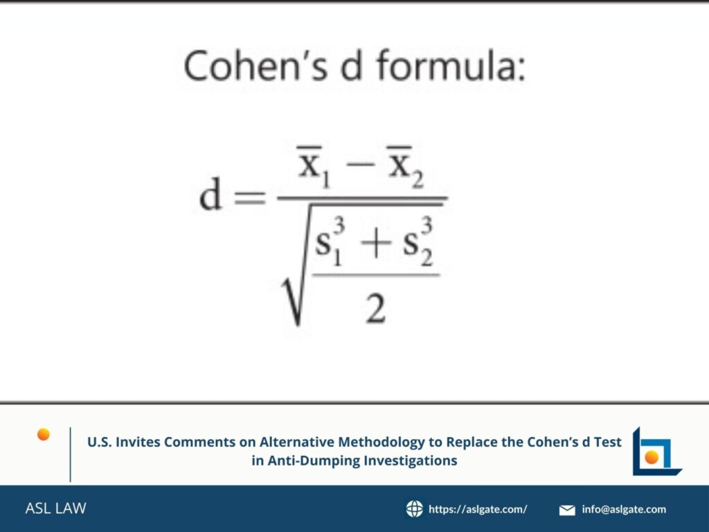 U.S. seeks input on replacing Cohen’s d in dumping probes, United States invites comments on alternative to Cohen’s d, Consultation on new test method replacing Cohen’s d in dumping, U.S. reviews methodology to replace Cohen’s d in investigations, Alternative to Cohen’s d test in anti-dumping under review,