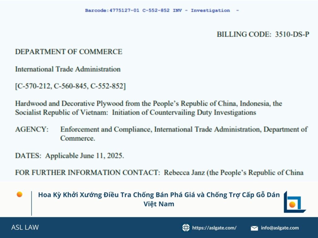 ASL LAW cập nhật điều tra thương mại với gỗ dán Việt Nam.
