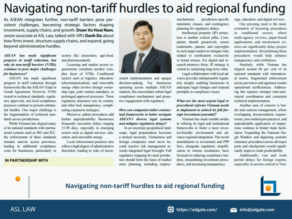 Vietnam addresses non-tariff hurdles to regional funding.