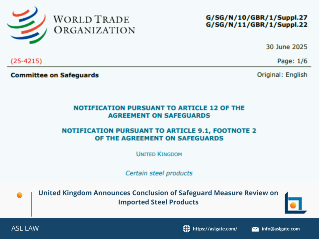 UK concludes safeguard review on imported steel products.