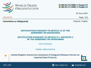 UK concludes safeguard review on imported steel products.