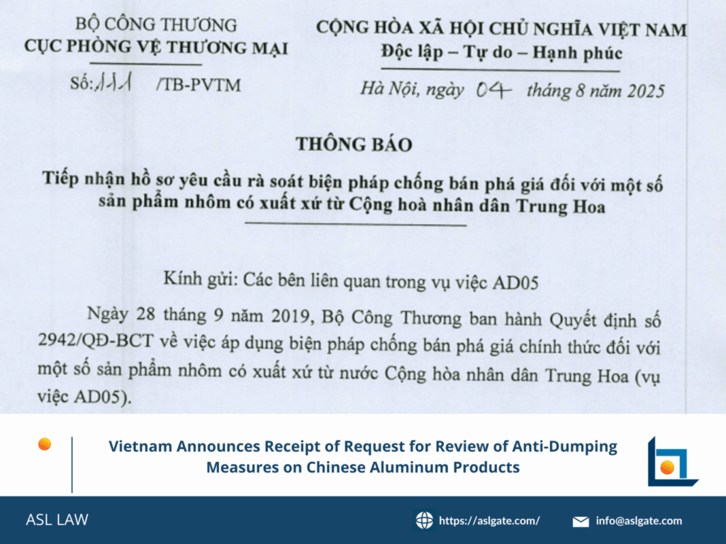 ASL LAW analysis of Vietnam's anti-dumping review on Chinese aluminum