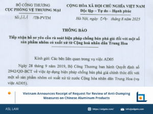 ASL LAW analysis of Vietnam's anti-dumping review on Chinese aluminum
