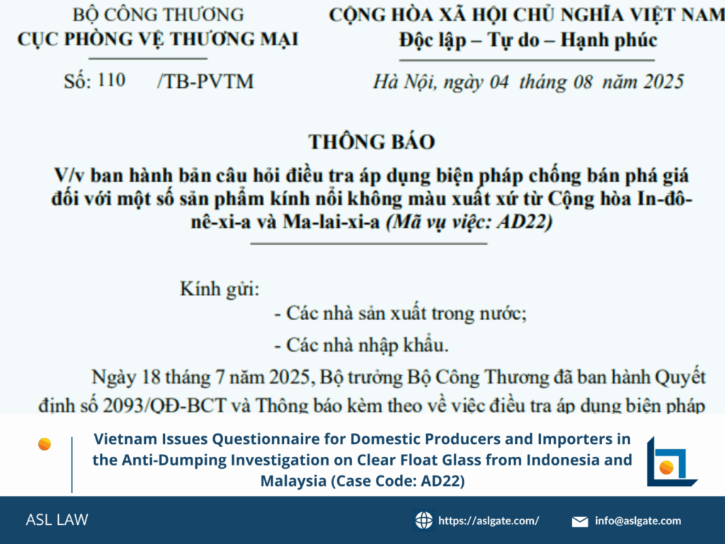 ASL LAW's guide to Vietnam float glass anti-dumping case AD22