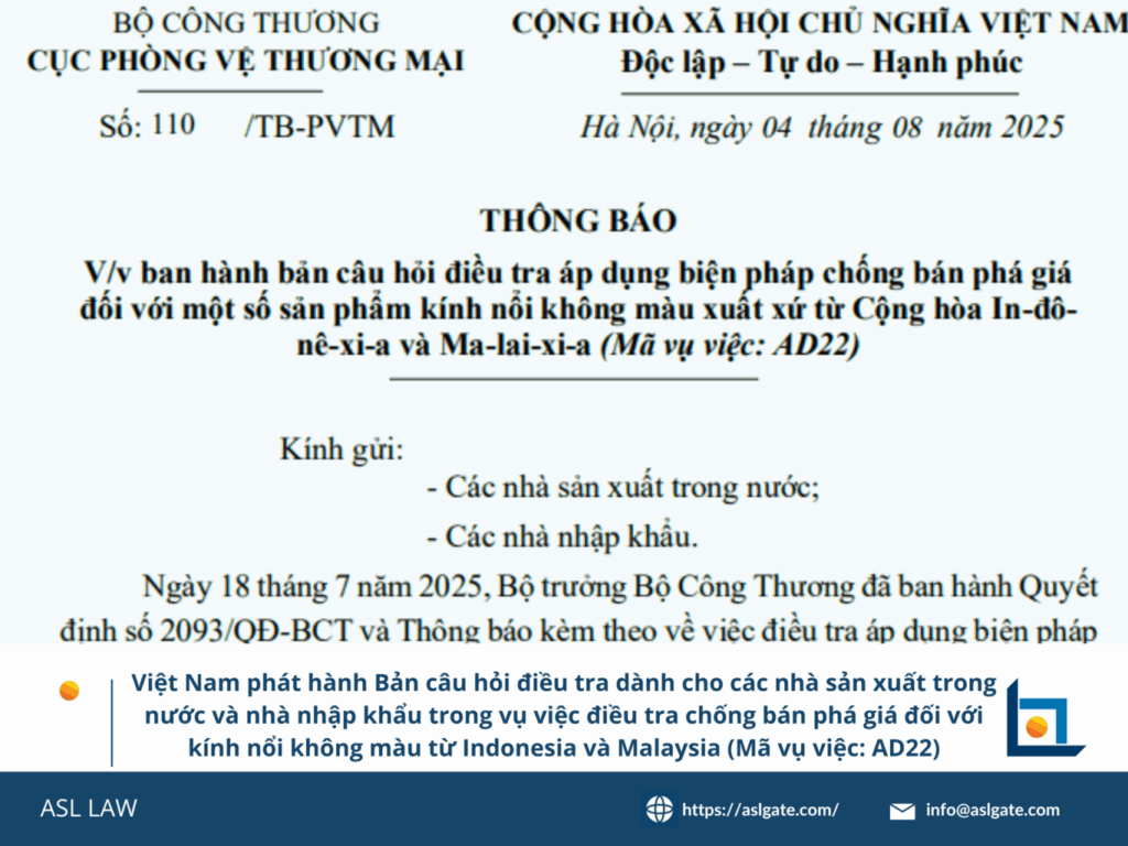 ASL LAW tư vấn trả lời bản câu hỏi vụ việc AD22