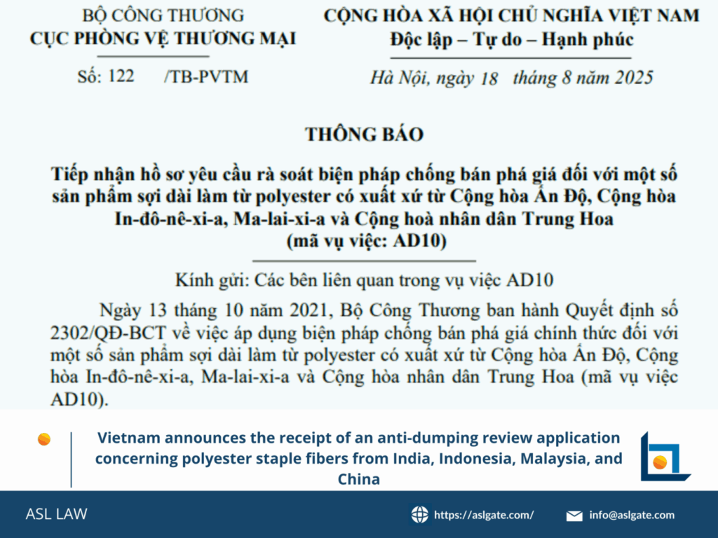 ASL LAW analysis of Vietnam's anti-dumping investigation on polyester staple fibers