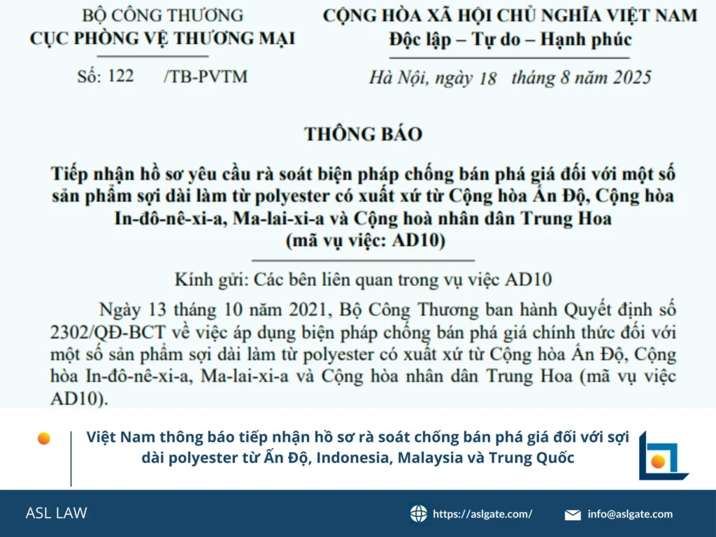 ASL LAW phân tích vụ rà soát thuế sợi polyester tại Việt Nam