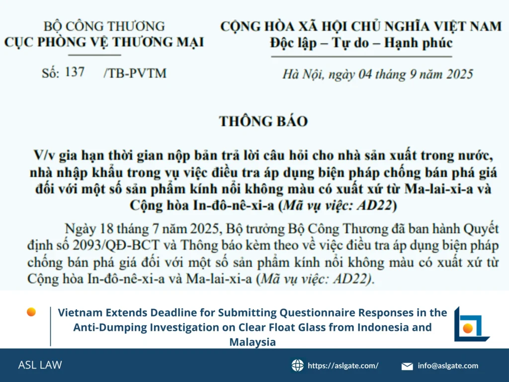 ASL LAW's updated guide to Vietnam float glass anti-dumping case