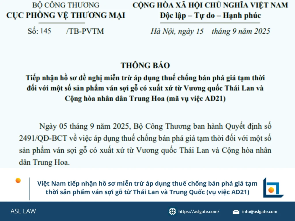 Hướng dẫn miễn trừ thuế chống bán phá giá của ASL LAW tại Việt Nam