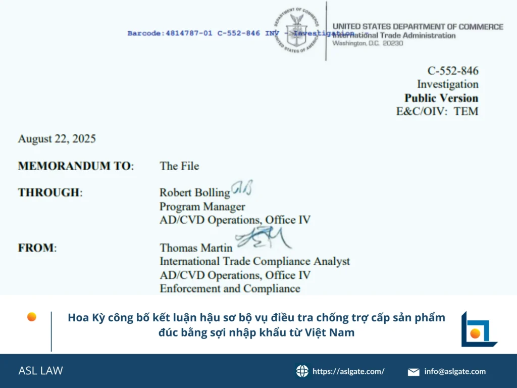 Phân tích vụ điều tra chống trợ cấp sản phẩm đúc bằng sợi bởi ASL LAW.