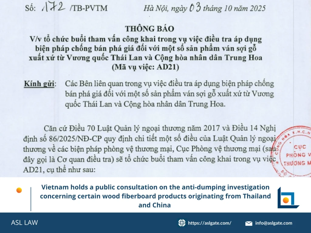 ASL LAW's guide to Vietnam anti-dumping public consultations