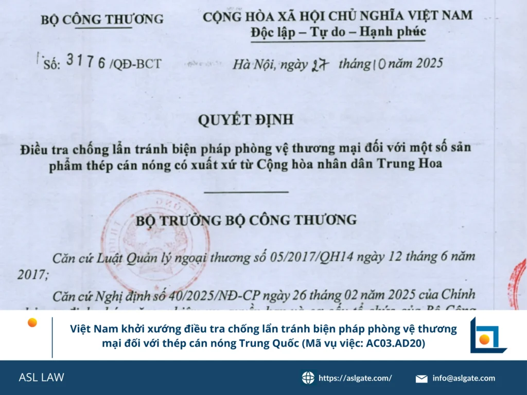 Sơ đồ quy trình điều tra vụ việc AC03.AD20 từ ASL LAW.