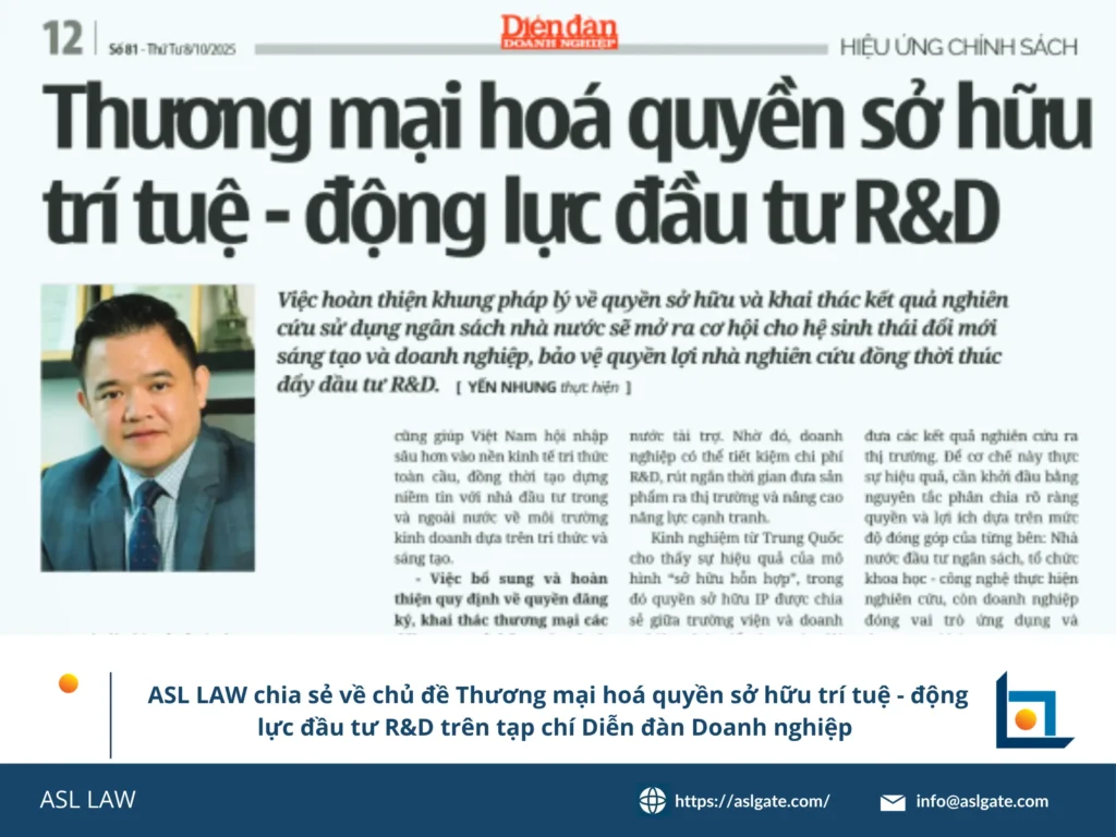 Chuyên môn về sở hữu trí tuệ của ASL LAW được giới thiệu trên Tạp chí Diễn đàn Doanh nghiệp