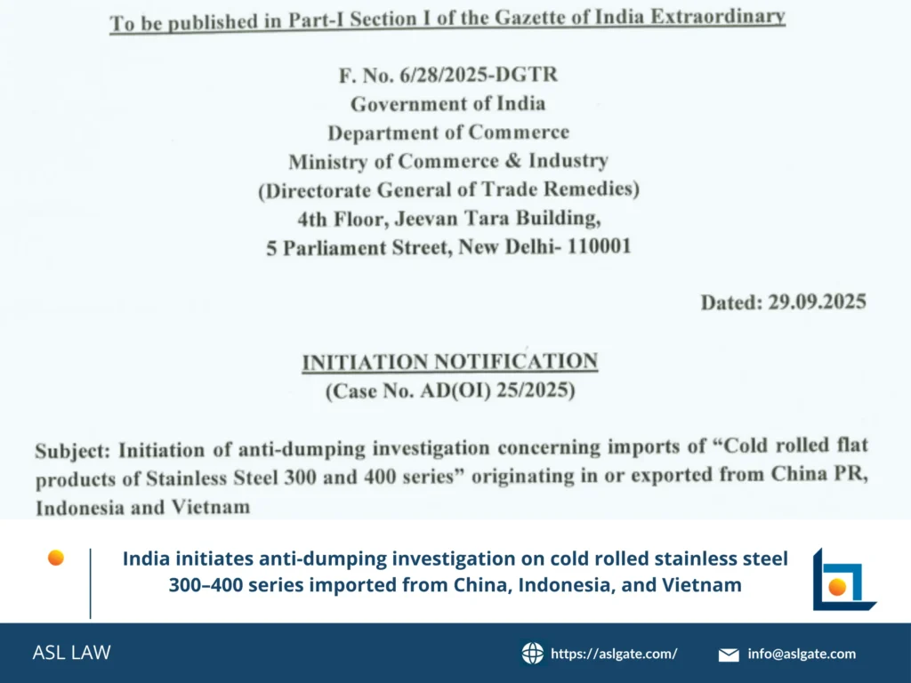 ASL LAW's guide to India stainless steel anti-dumping investigation
