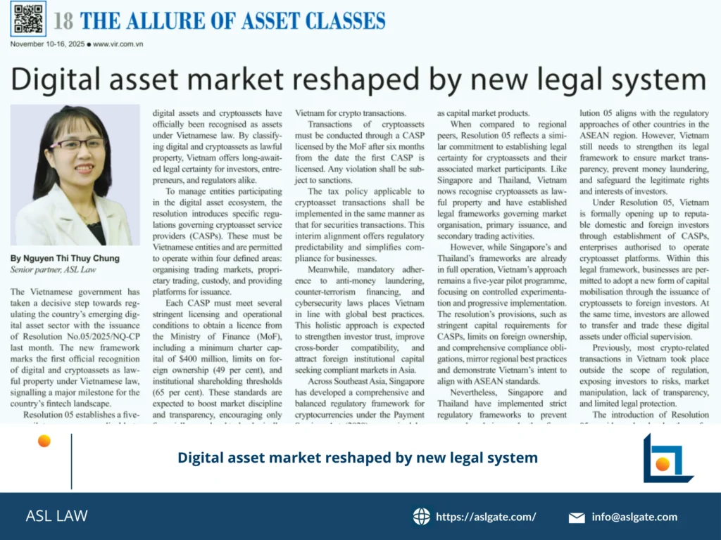 Vietnam digital asset market legal framework changes - ASL LAW.