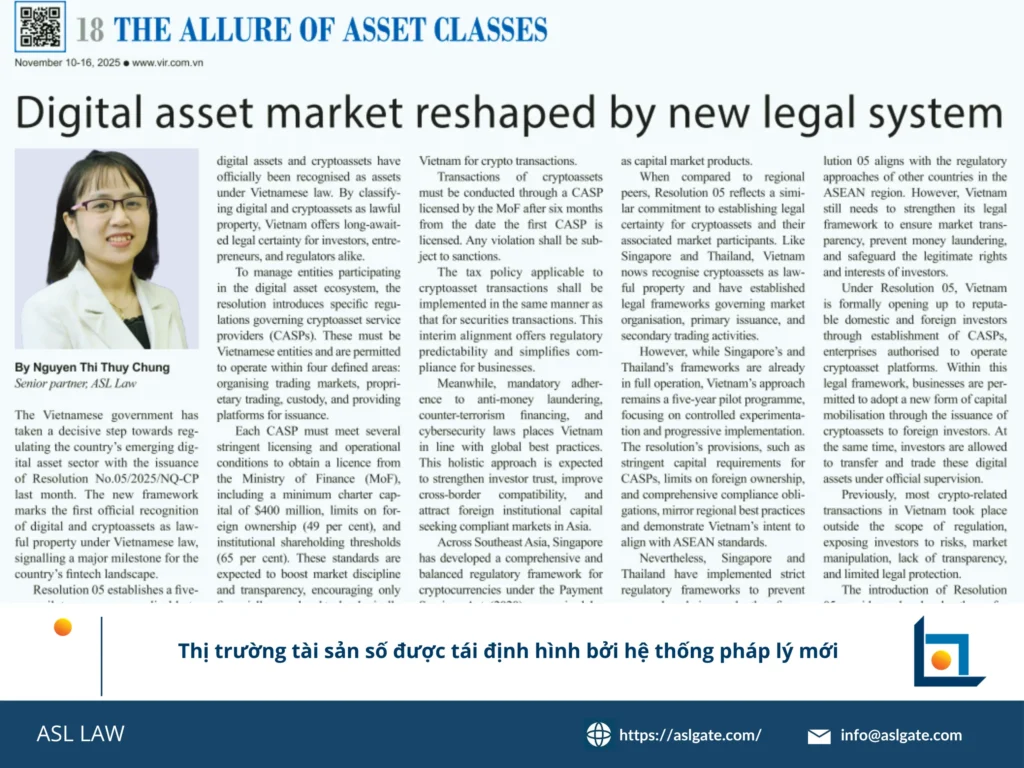 Những thay đổi khung pháp lý thị trường tài sản số Việt Nam - ASL LAW.