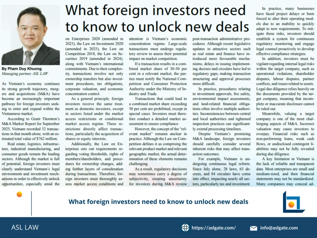 foreign investors Vietnam, unlock new deals, investment opportunities, due diligence, market entry strategy