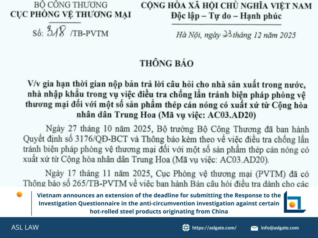 Anti-circumvention deadline extension Vietnam domestic, hot-rolled steel case AC03.AD20 domestic, domestic producer questionnaire, MOIT Vietnam extension, steel importer response