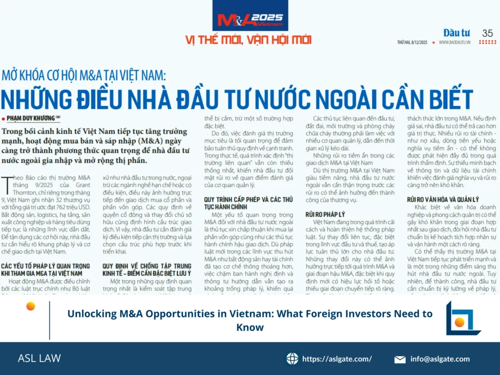 M&A opportunities Vietnam, foreign investors, deal sourcing, investment due diligence, regulatory landscape