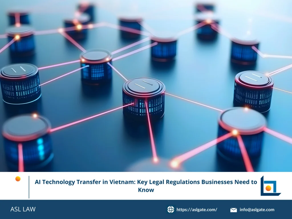 A detailed legal flowchart by ASL LAW illustrating the regulatory pathway and compliance steps for AI technology transfer in Vietnam.
