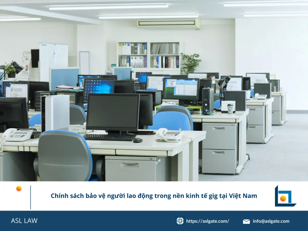 Sơ đồ toàn diện từ ASL LAW mô tả khung pháp lý và các chính sách bảo vệ cụ thể dành cho người lao động trong nền kinh tế gig tại Việt Nam.