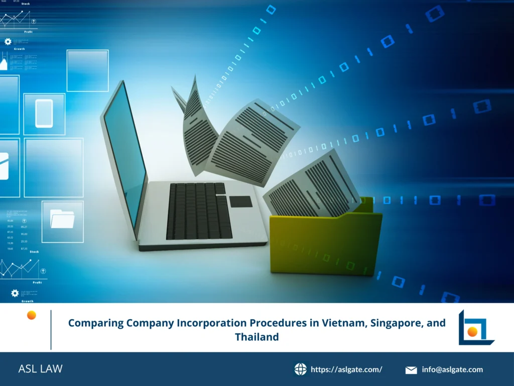 A detailed side-by-side comparison table by ASL LAW highlighting key legal and financial differences in company incorporation across Vietnam Singapore and Thailand.