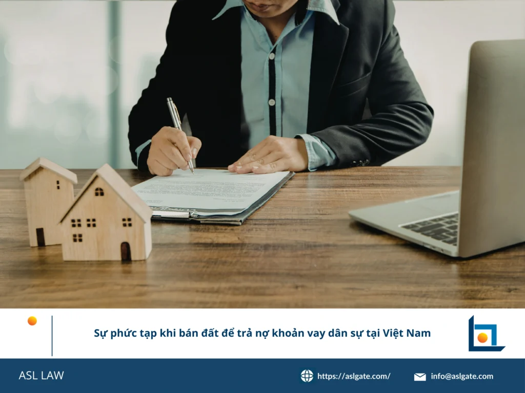Lưu đồ quy trình pháp lý từ khi xử lý tài sản thế chấp đến khi hoàn tất bán đất trả nợ theo quy định Việt Nam.
