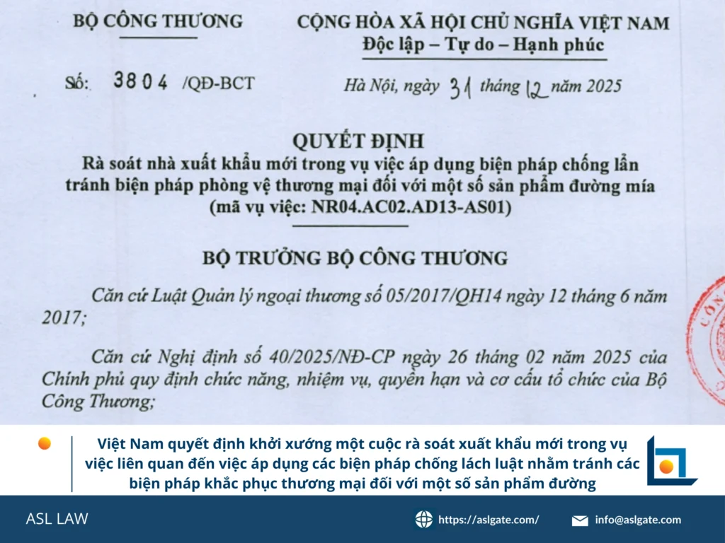 Việt Nam quyết định rà soát nhà xuất khẩu mới vụ đường mía chống lẩn tránh, Bộ Công Thương điều tra