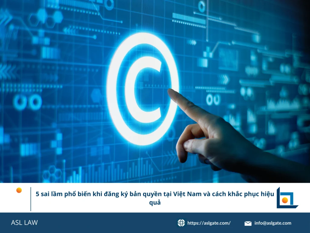 Infographic liệt kê chi tiết năm lỗi phổ biến trong quy trình nộp hồ sơ đăng ký bản quyền tại Cục Bản quyền Việt Nam.