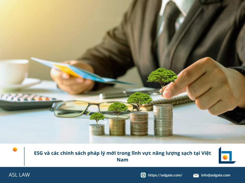 Sơ đồ khung pháp lý tích hợp các tiêu chuẩn ESG vào hoạt động của ngành năng lượng sạch tại Việt Nam.