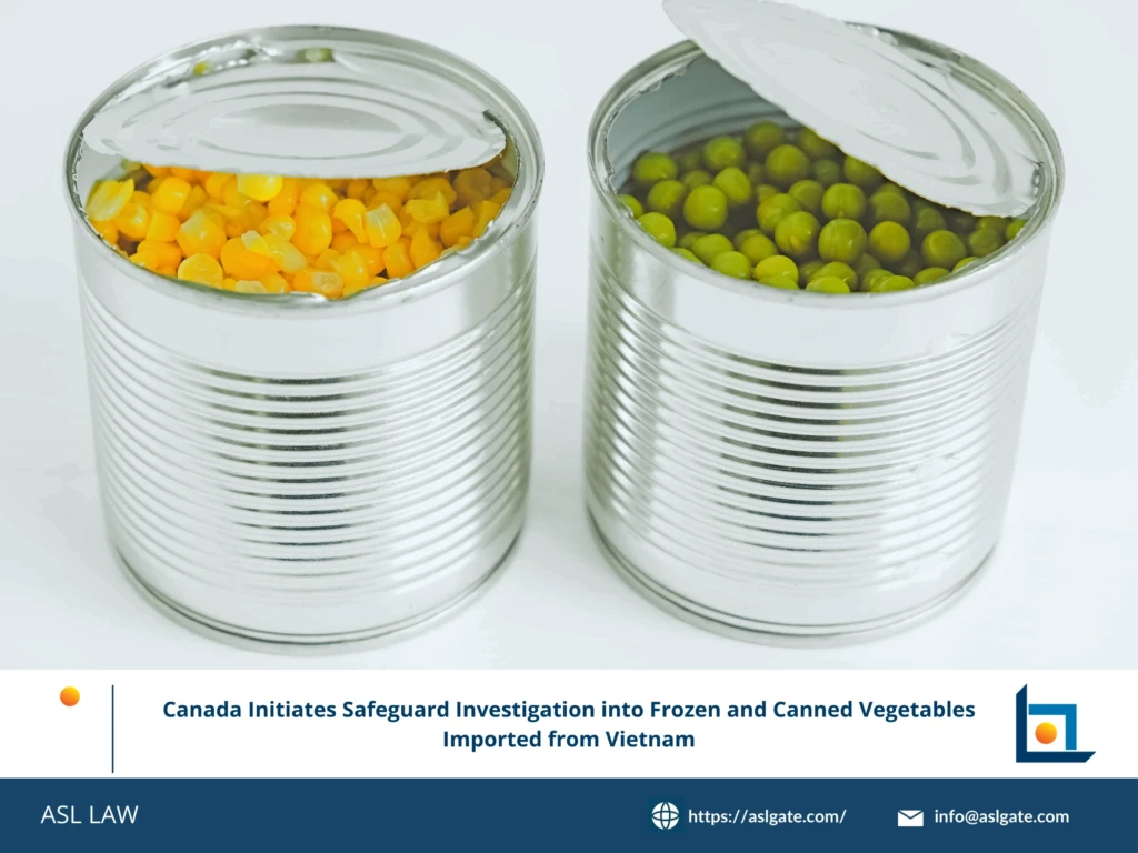 ASL LAW trade remedy attorneys reviewing the Canadian International Trade Tribunal's safeguard investigation notice concerning frozen and canned vegetables at Hanoi office