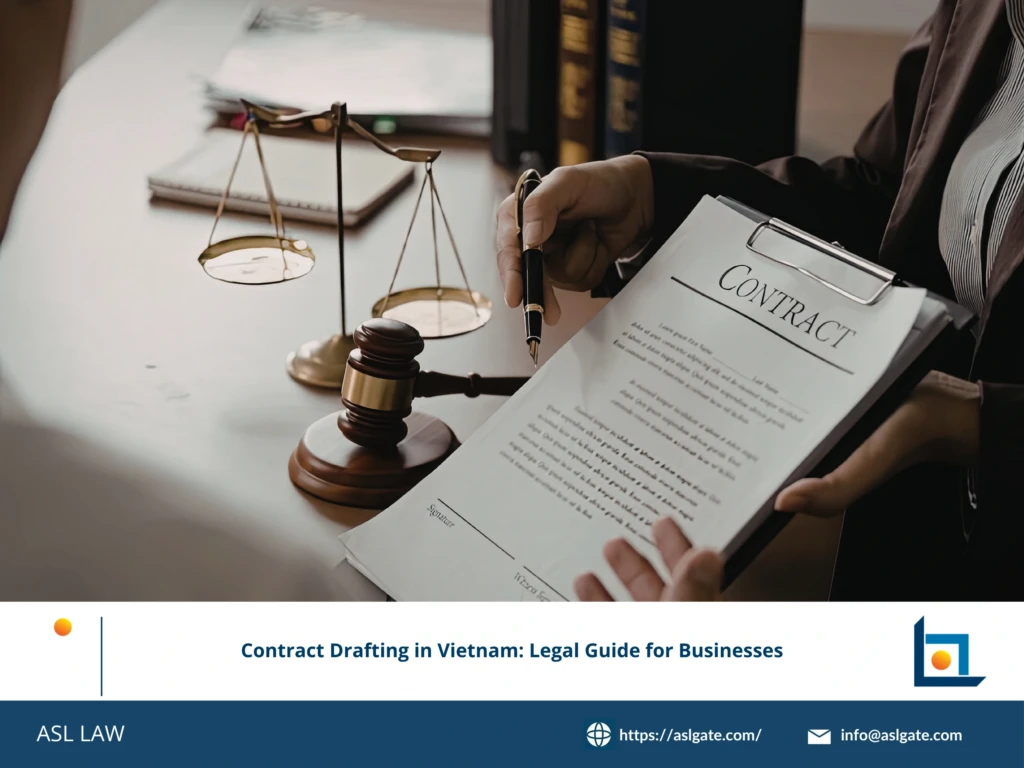 ASL LAW corporate lawyers reviewing and drafting commercial contracts for business clients at Ho Chi Minh City office
