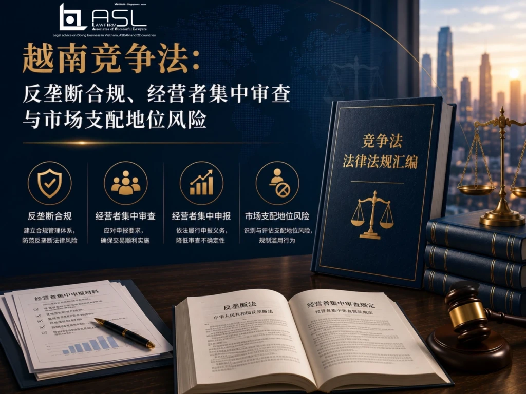 ASL LAW 提供越南竞争法、越南反垄断合规、越南经营者集中审查、越南经济集中和越南滥用市场支配地位法律服务