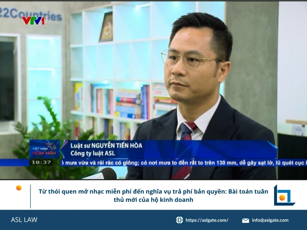 ASL LAW luật sư sở hữu trí tuệ giải thích nghĩa vụ phí bản quyền âm nhạc theo Nghị định 134/2026 cho chủ quán cà phê tại văn phòng Hà Nội