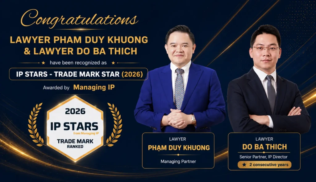 ASL LAW intellectual property attorneys celebrating the firm's continued recognition in Managing IP's IP Stars 2026 at Hanoi office