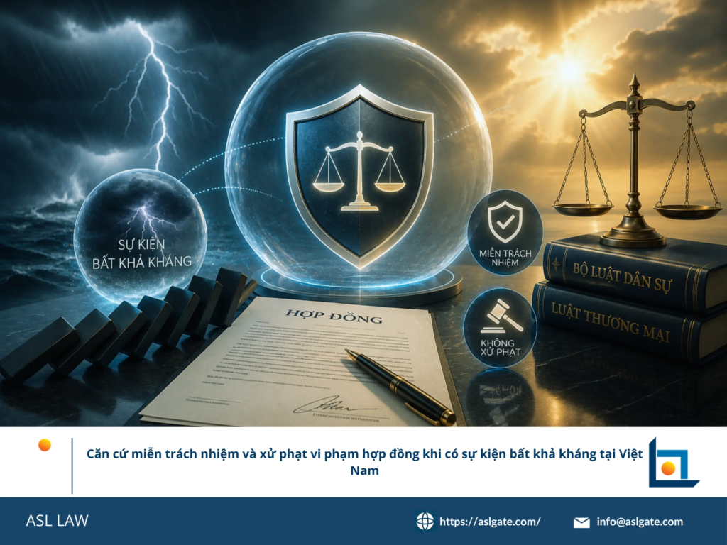 ASL LAW luật sư tư vấn hợp đồng phân tích căn cứ miễn trách nhiệm và xử phạt vi phạm hợp đồng trong trường hợp bất khả kháng tại văn phòng Hà Nội.