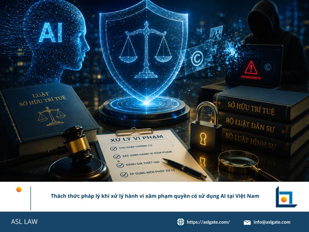 ASL LAW luật sư sở hữu trí tuệ và công nghệ phân tích các thách thức pháp lý khi xử lý xâm phạm quyền có sử dụng AI tại văn phòng Hà Nội.