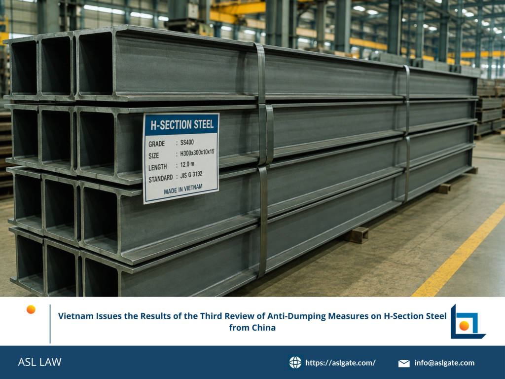 ASL LAW trade remedy attorneys analyzing Vietnam's MOIT Decision 2084/QD-BCT on the third review results of anti-dumping measures on H-section steel from China at Hanoi office.