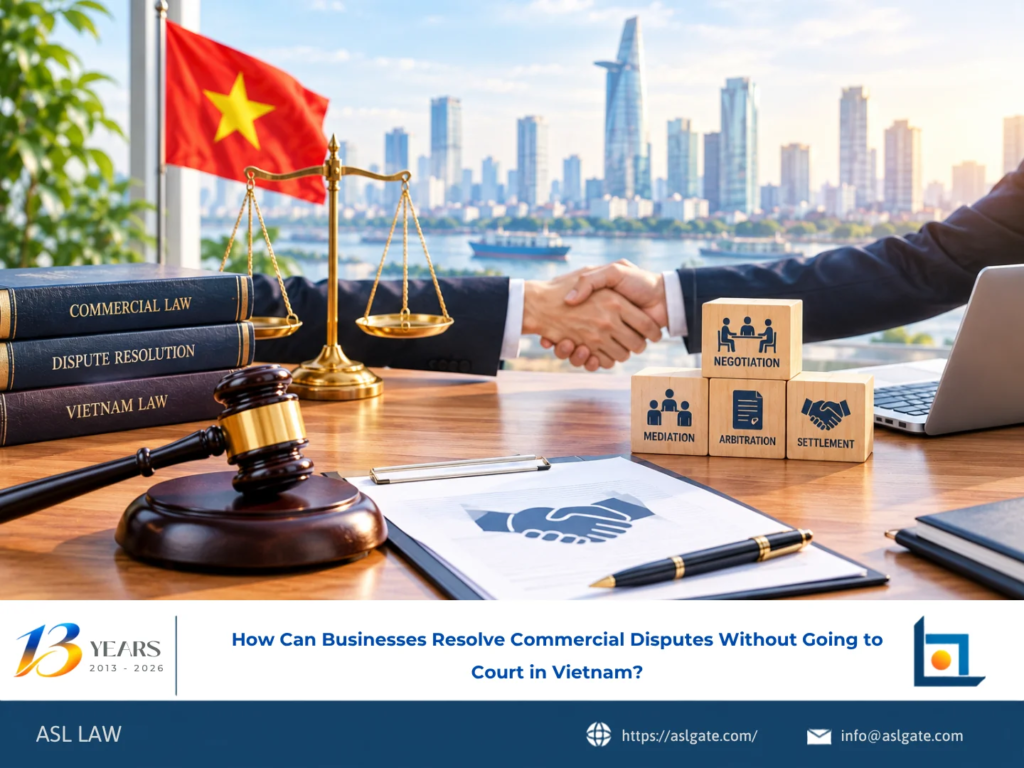ASL LAW dispute resolution attorneys advising a business client on resolving commercial disputes without court through negotiation and arbitration in Vietnam at Ho Chi Minh City office.