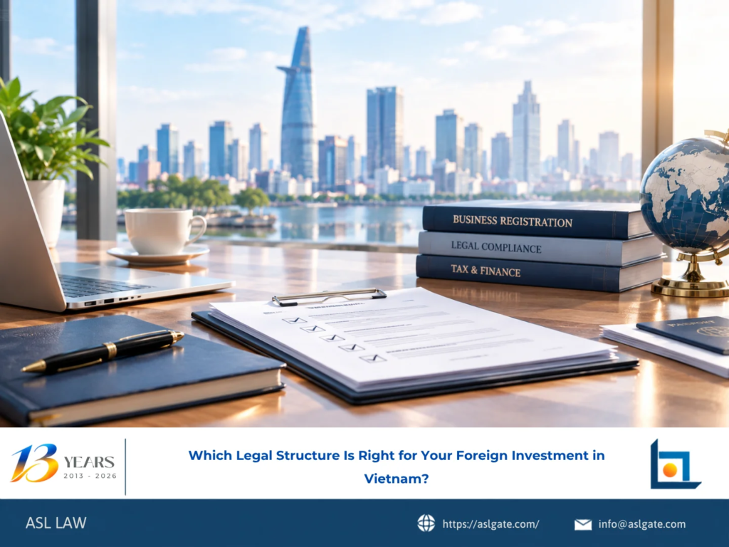 ASL LAW corporate attorneys comparing legal structures for foreign investment clients in Vietnam at Ho Chi Minh City office.