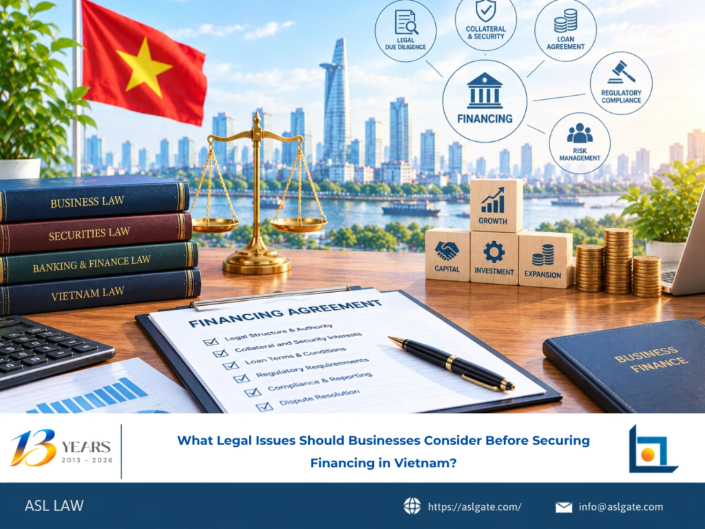 ASL LAW banking and finance attorneys advising a business client on legal issues before securing financing in Vietnam at Ho Chi Minh City office.